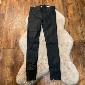 Rag & Bone Legging Zipper‎ Size 26 Navy Seal Pants Stretch Coated Skinny